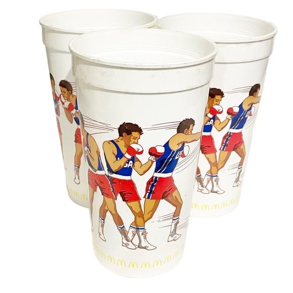 Vintage 1988 U.S. Olympic Track And Field Team Plastic McDonald’s Cup Coke 3 Lot - Picture 1 of 3